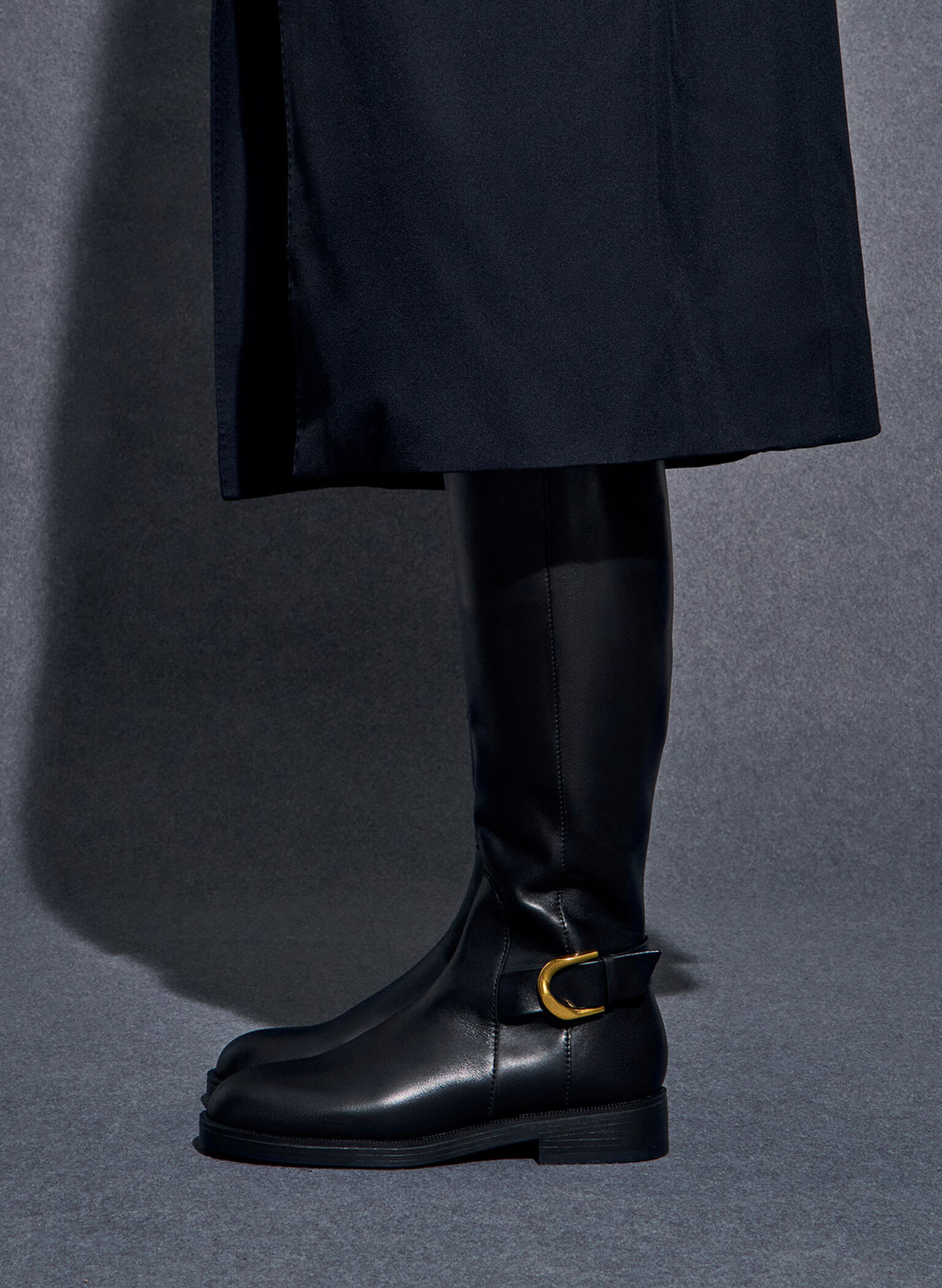 Gabine Leather Knee-High Boots, Black, hi-res