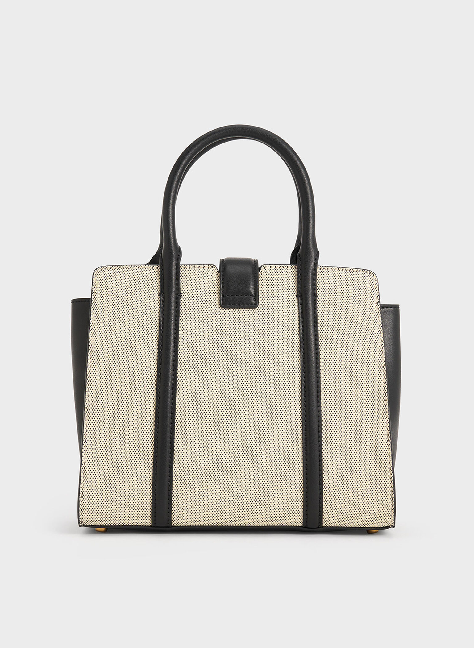 Cesia Canvas Metallic Accent Tote Bag, Black, hi-res