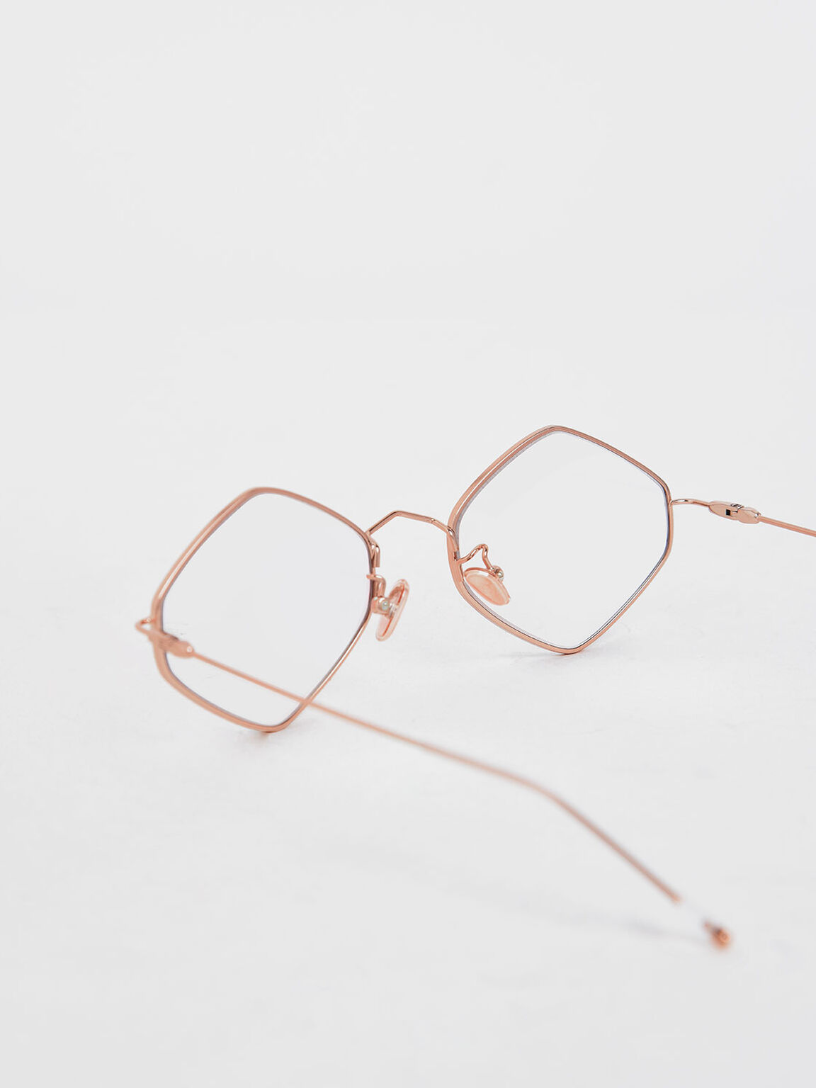 Thin Metal Frame Geometric Sunglasses, Pink, hi-res