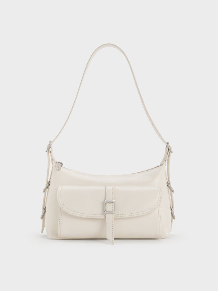 Bryna Belted Shoulder Bag, Cream, hi-res