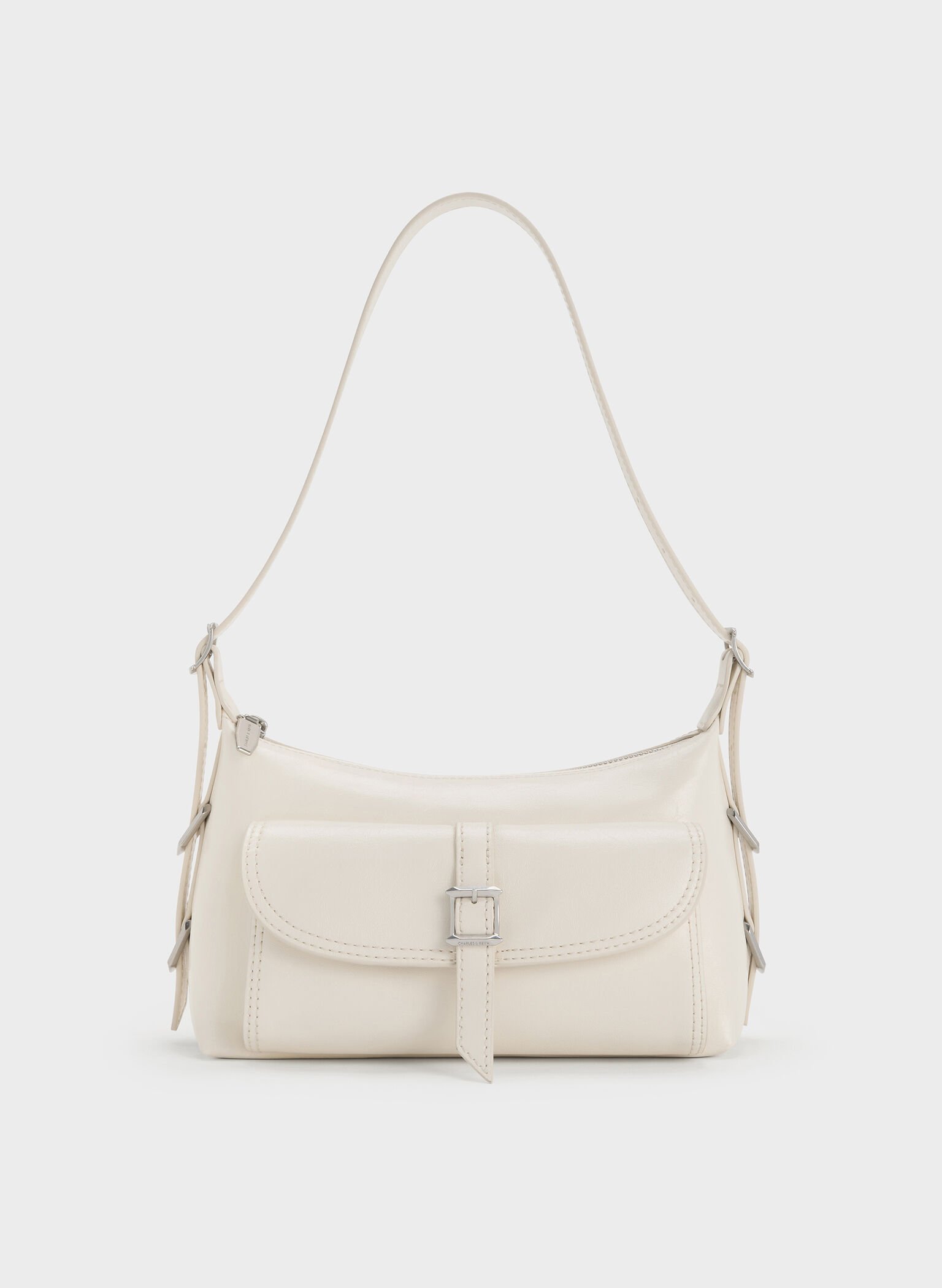Bryna Belted Shoulder Bag, Cream, hi-res