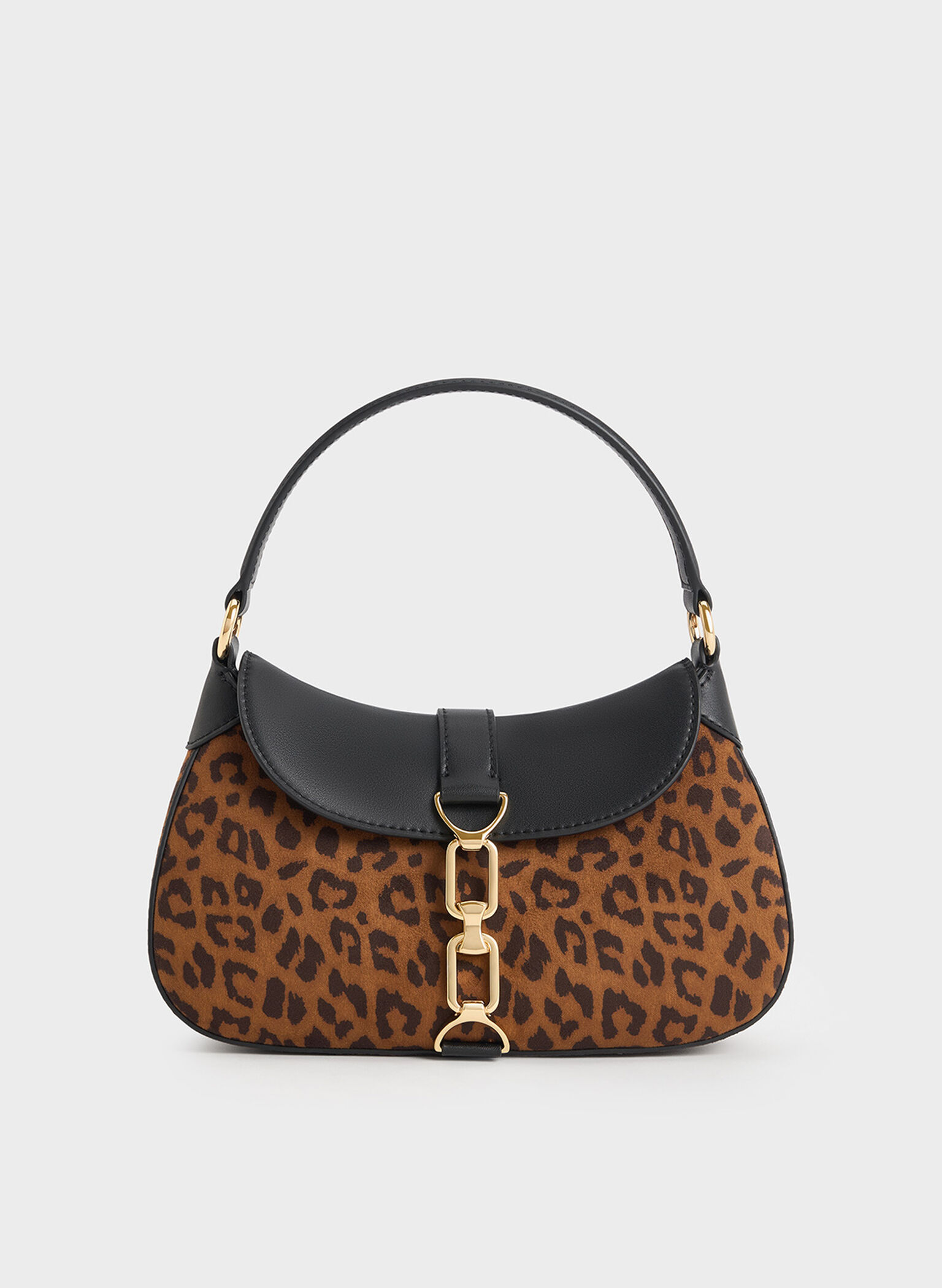 Agatha Leopard-Print Chain-Accent Hobo Bag, Multi, hi-res