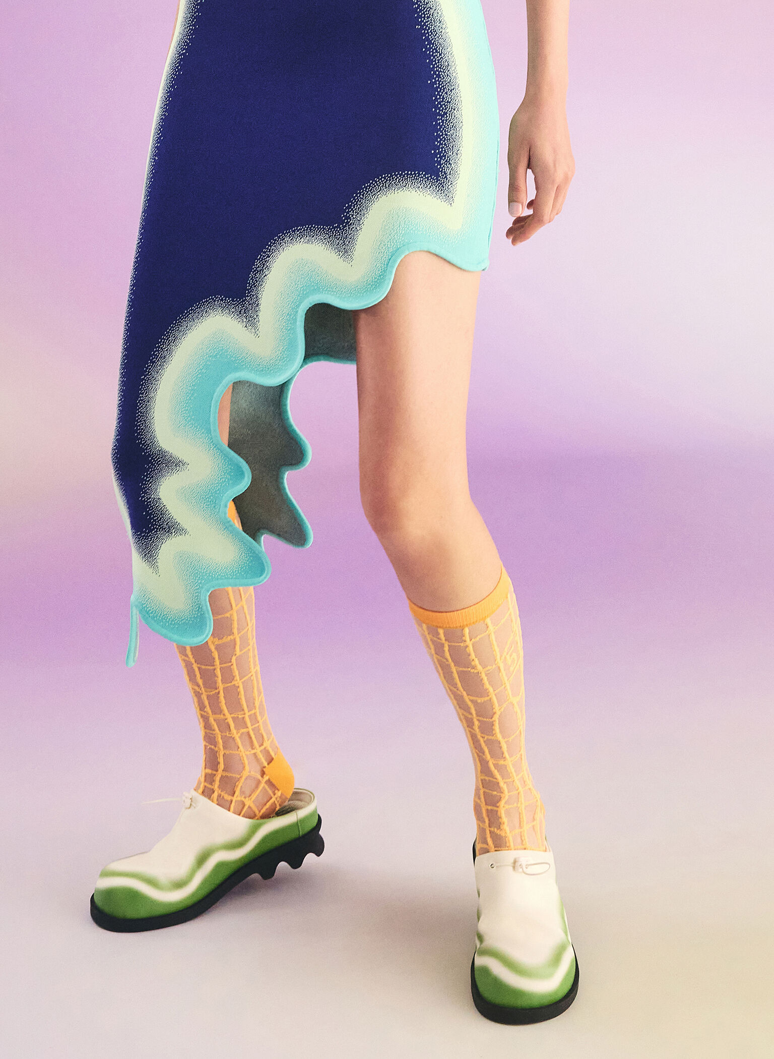 Gradient Wave Slip-On Mules, Green, hi-res