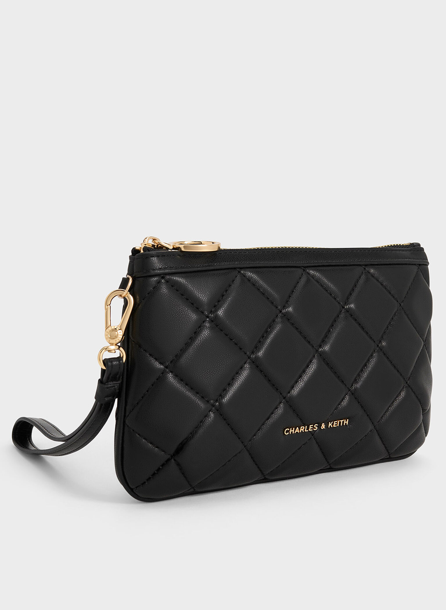 Cressida Quilted Wristlet, Black, hi-res