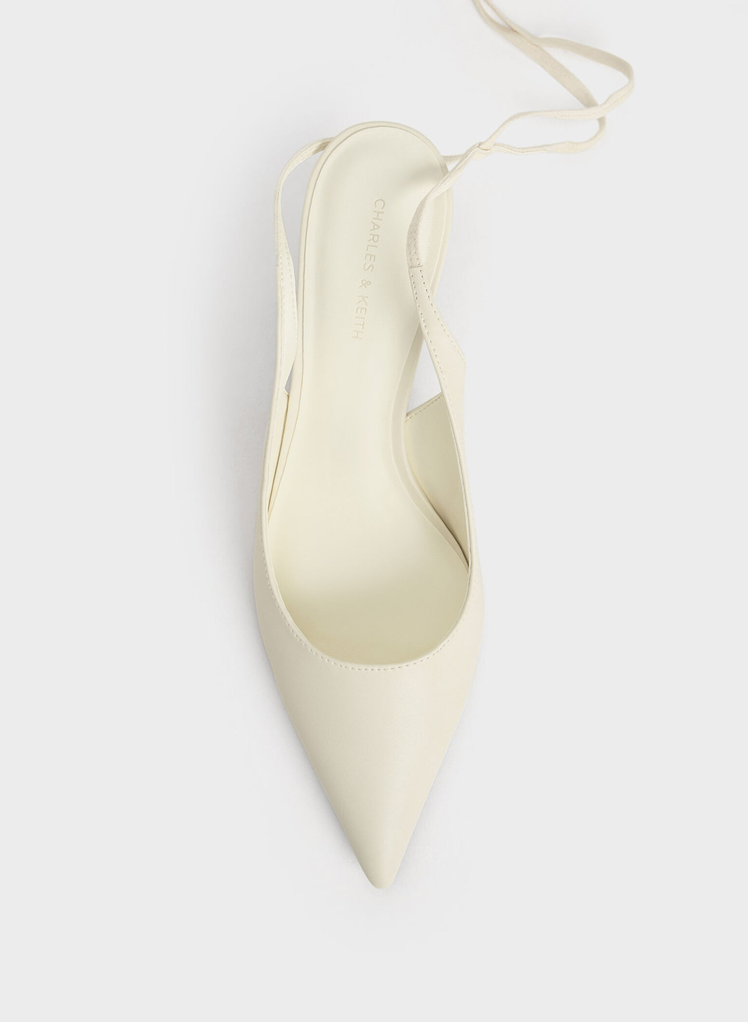 Textured Tie-Around Pointed-Toe Pumps, Cream, hi-res