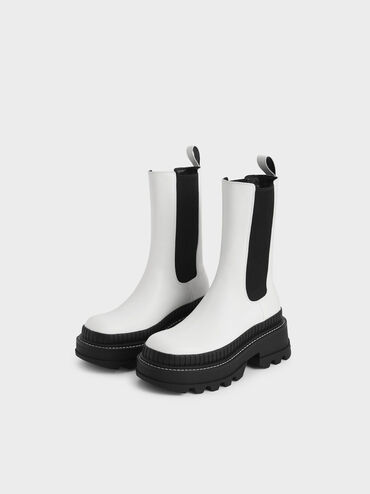 Rhys Chelsea Calf Boots, White, hi-res