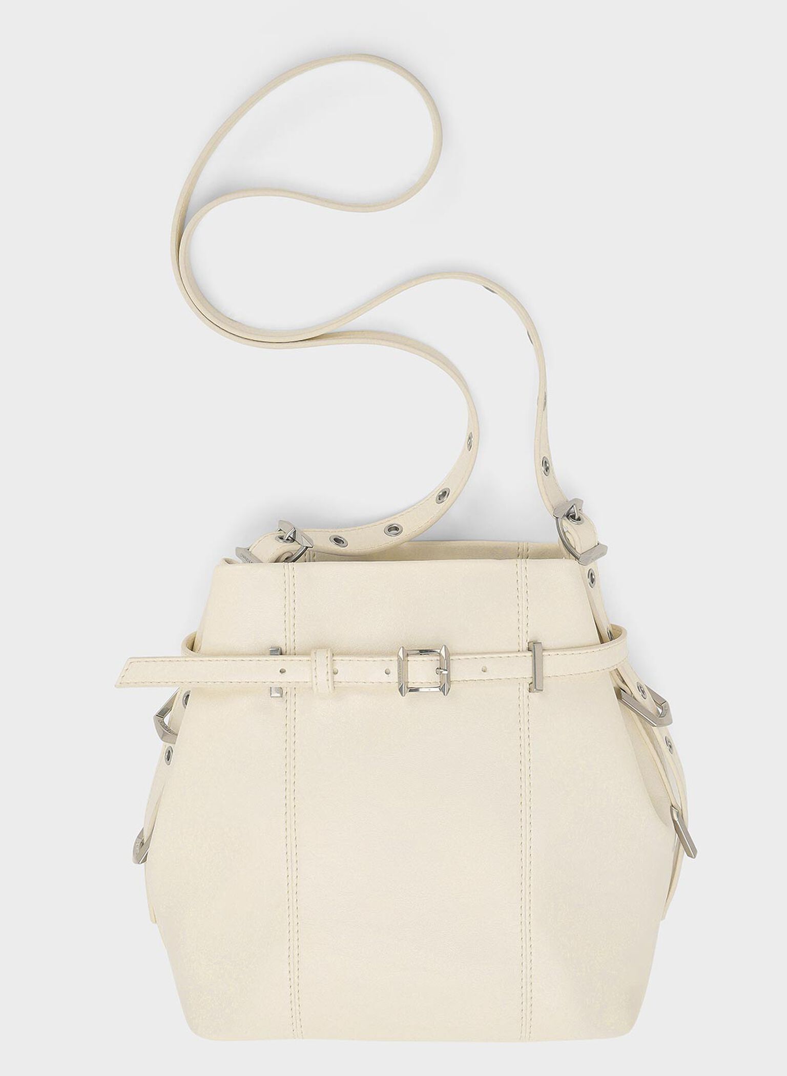 Bryna Belted Bucket Bag, Cream, hi-res