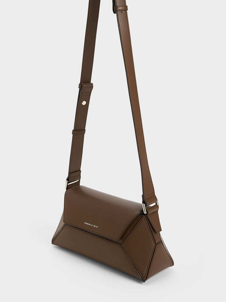 Nasrin Geometric Shoulder Bag, Dark Brown, hi-res