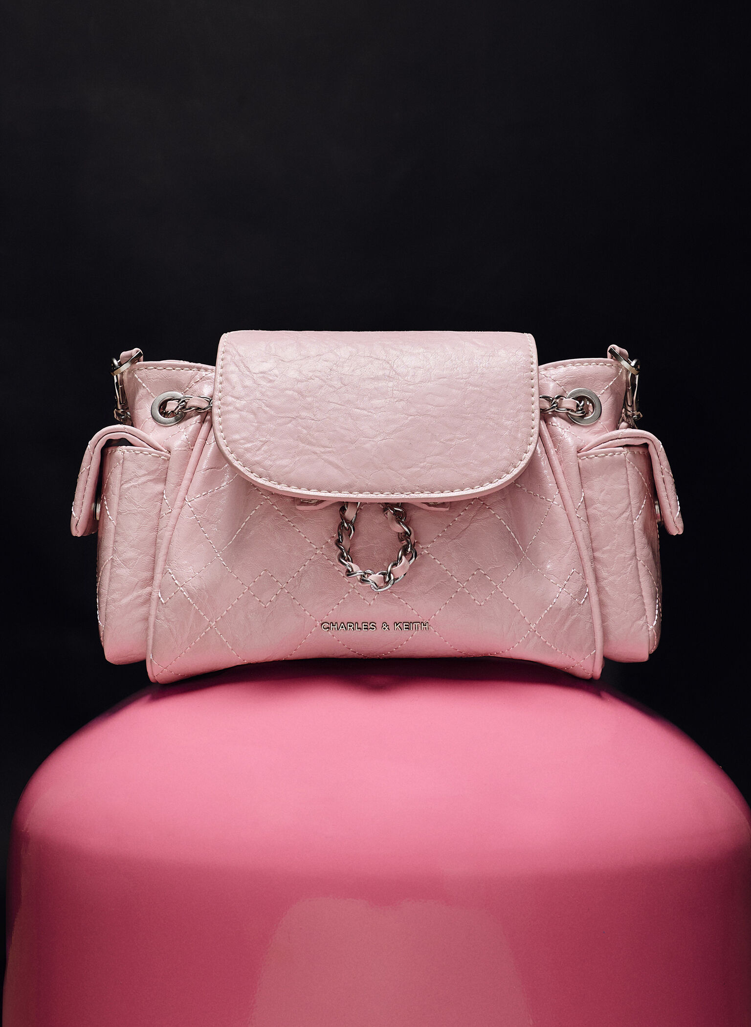 Duo Quilted Two-Way Front Flap Backpack, Cotton Candy Pink, hi-res