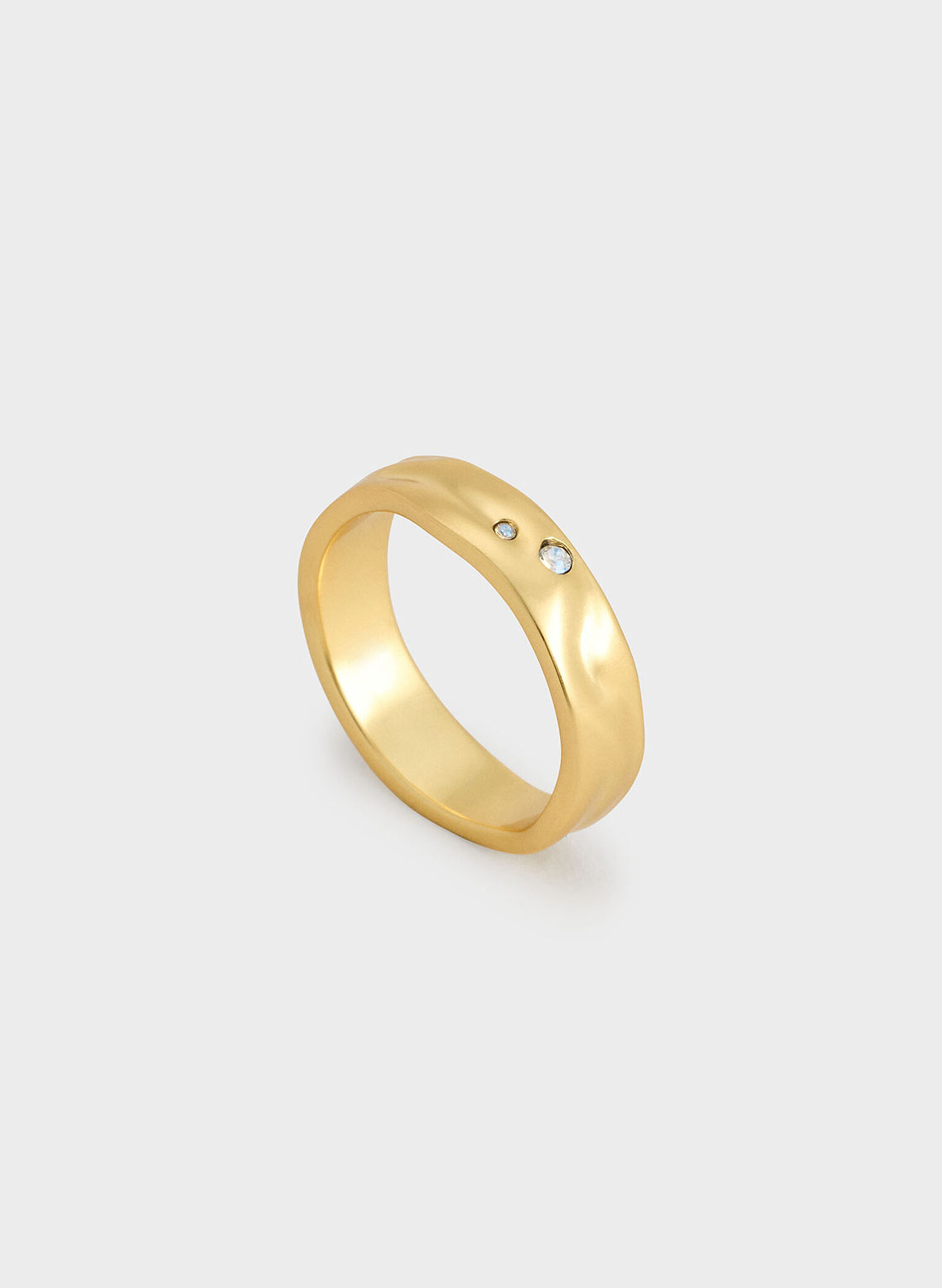 Ottilie Crystal Sculptural Ring, Brush Gold, hi-res