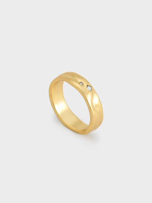 Ottilie Crystal Sculptural Ring, Brush Gold, hi-res
