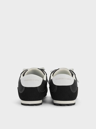 Nylon Contrast-Panel Lace-Up Sneakers, Black Textured, hi-res