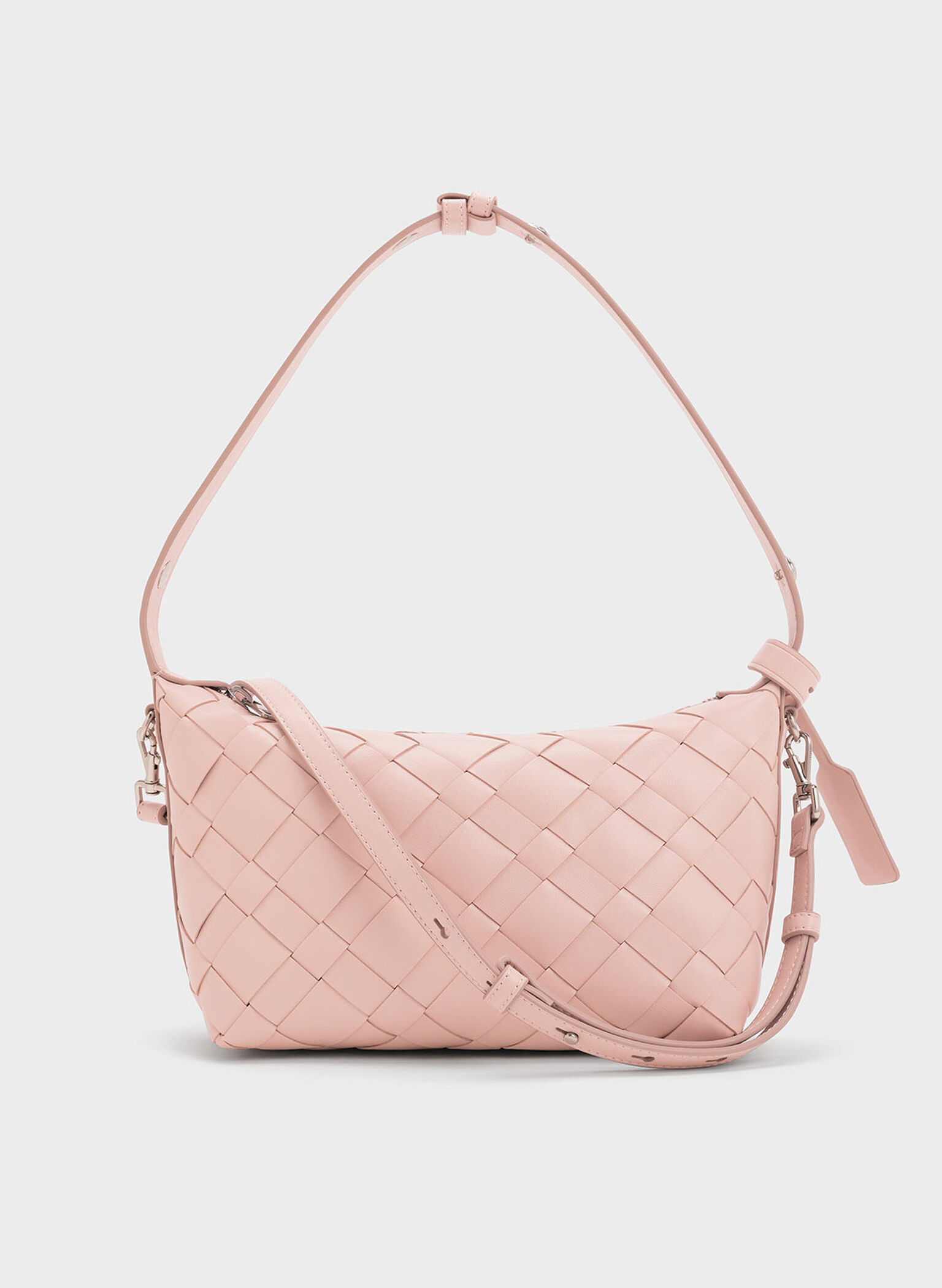 Ivette Woven Shoulder Bag, Light Pink, hi-res