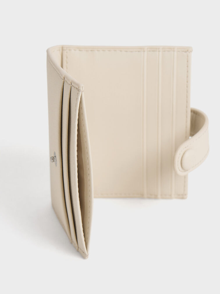 Snap Button Card Holder, Beige, hi-res