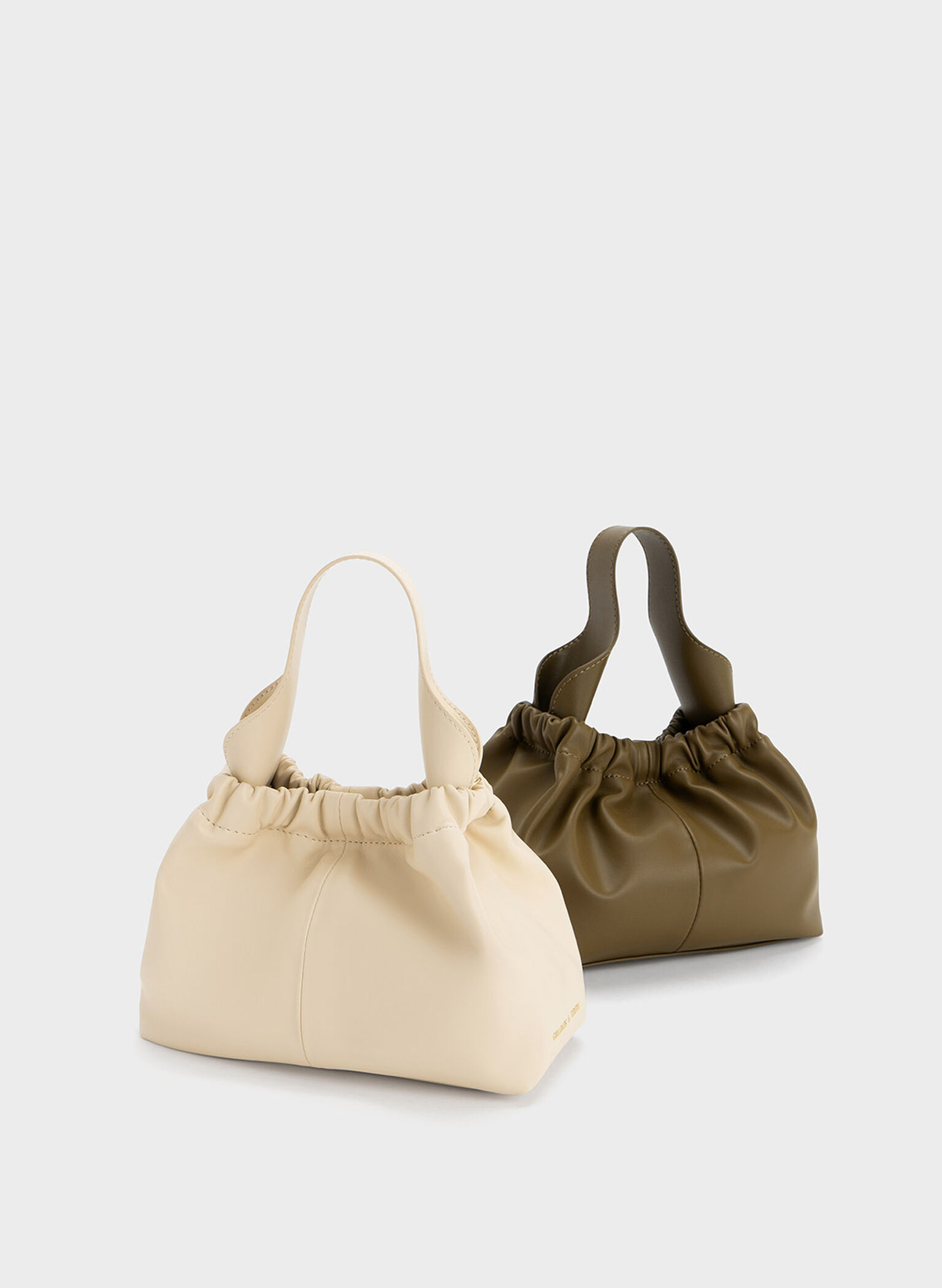 Ally Ruched Slouchy Chain-Handle Bag, Beige, hi-res