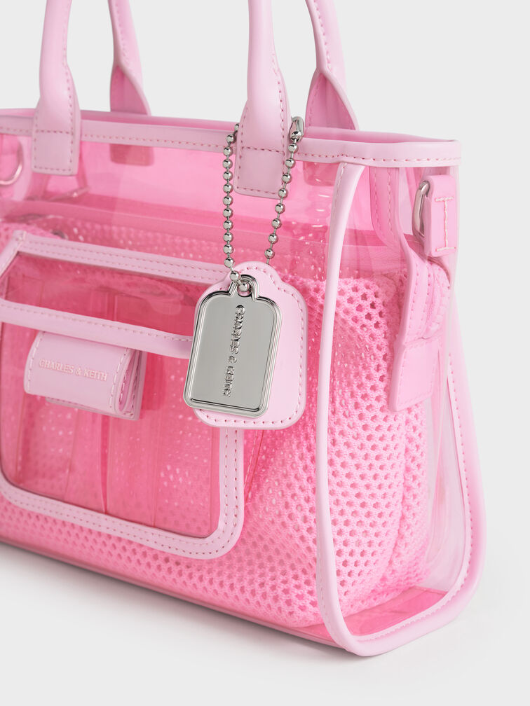 Norah See-Through Mesh Tote Bag, Bubble Gum Pink, hi-res