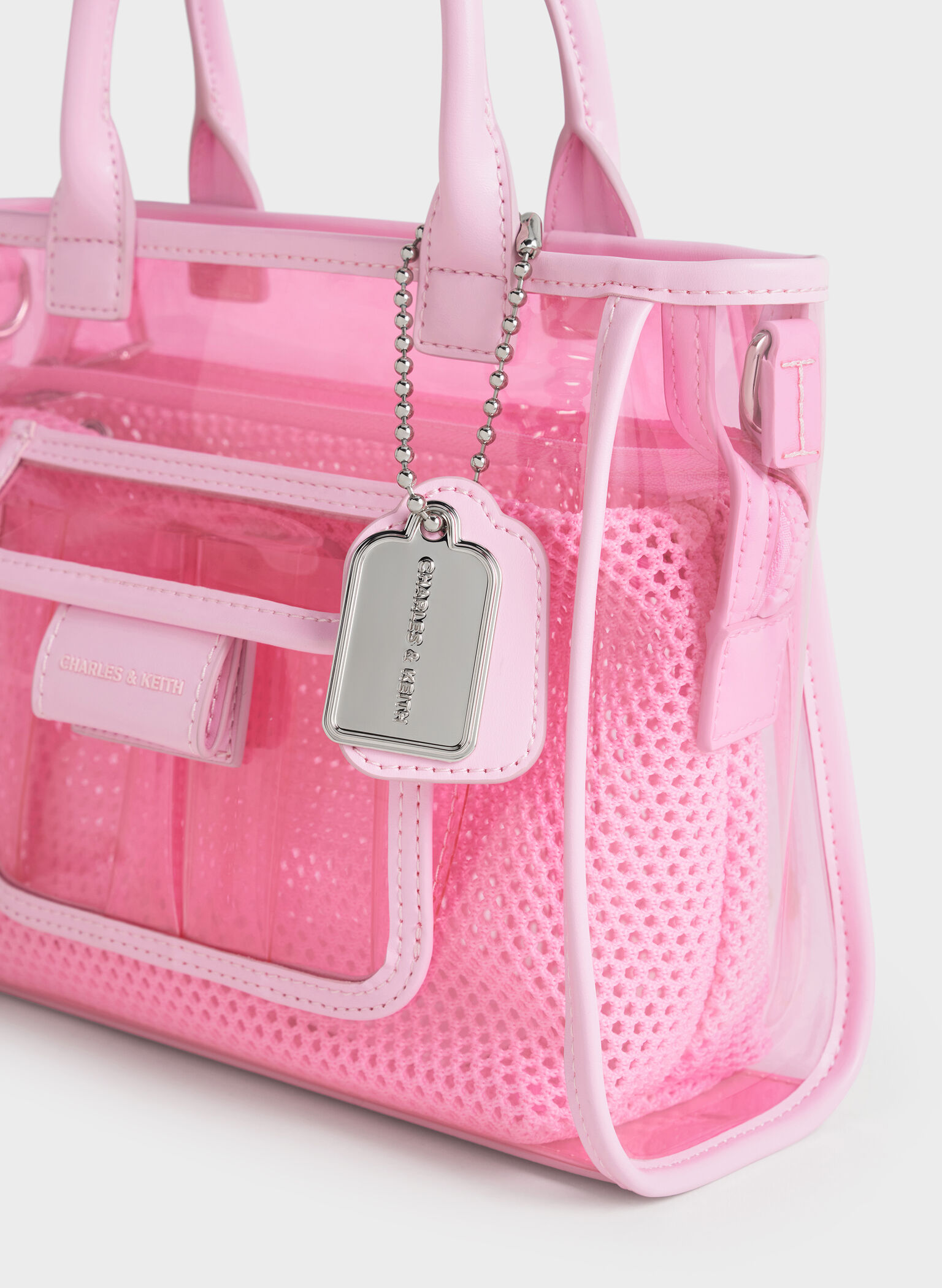 Norah See-Through Mesh Tote Bag, Bubble Gum Pink, hi-res