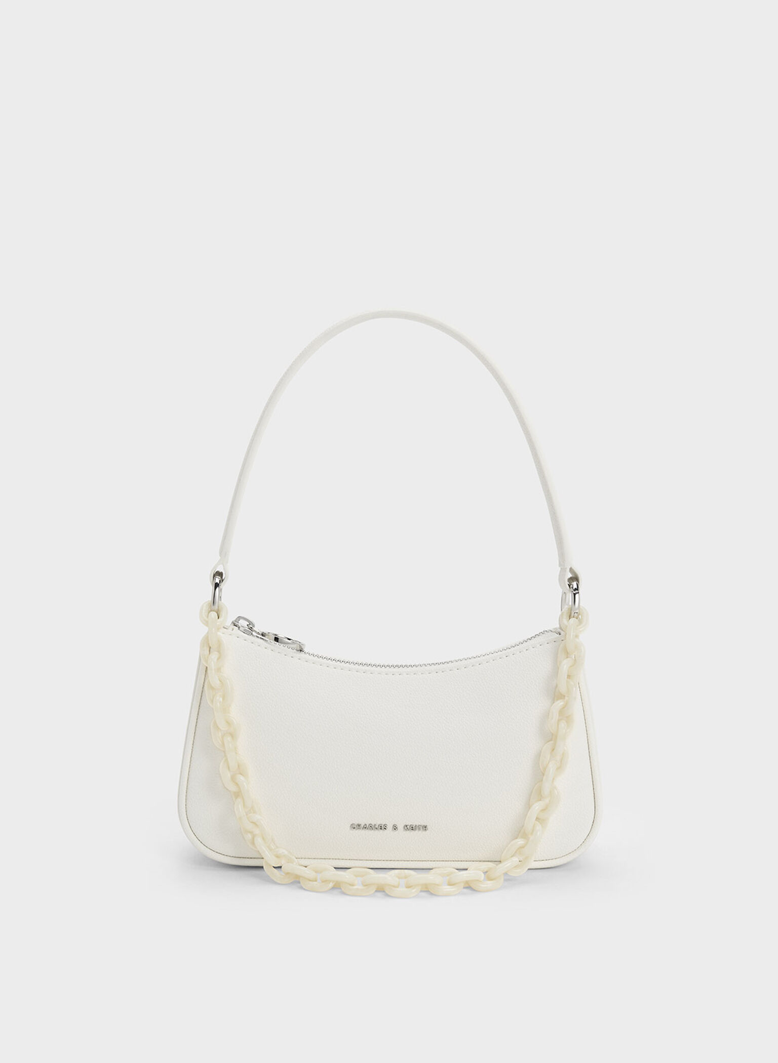 Alcott Scarf Chain-Link Shoulder Bag, Cream, hi-res
