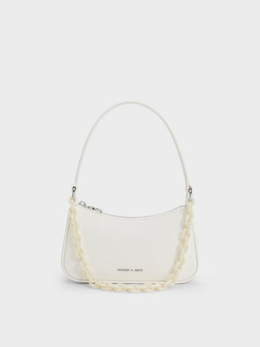 Alcott Scarf Chain-Link Shoulder Bag, Cream, hi-res
