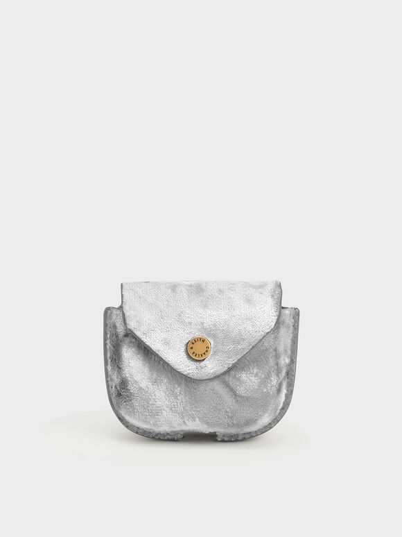 Holiday 2021 Collection: Chantria Velvet AirPods Pouch, Grey, hi-res