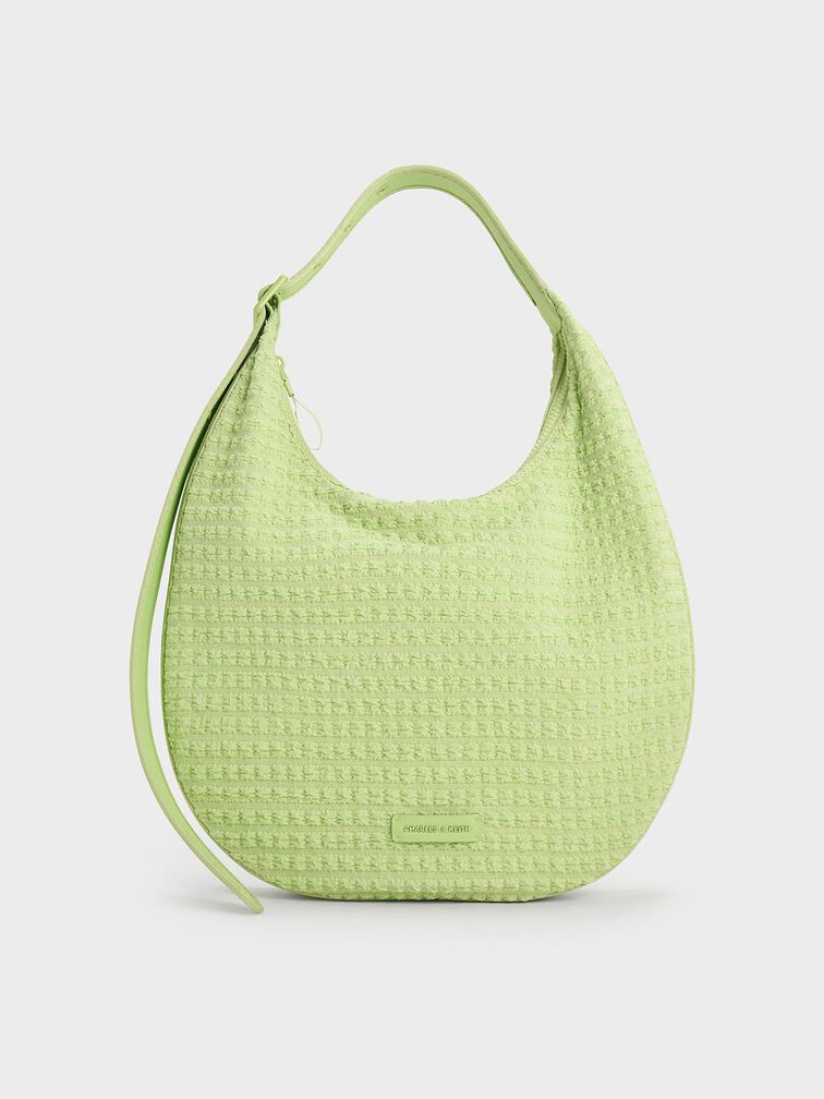Textured Crescent Hobo Bag, Zesty Green, hi-res