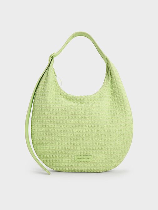 Textured Crescent Hobo Bag, Zesty Green, hi-res