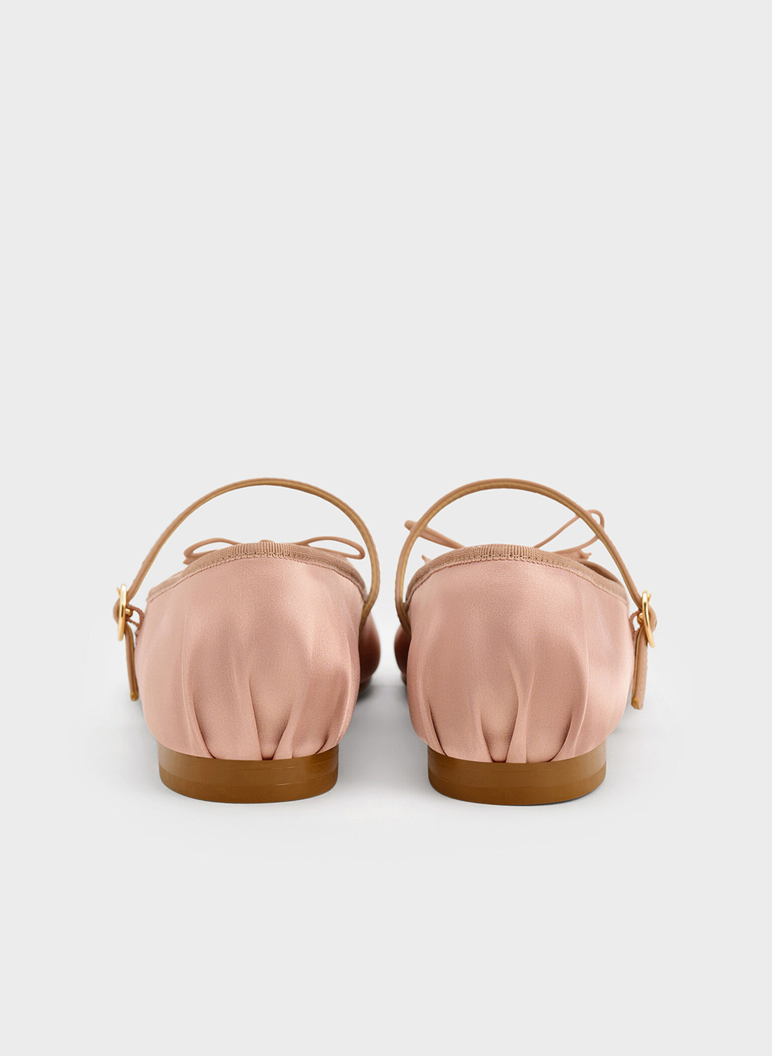 Emiko Satin Bow Mary Jane Flats, Nude, hi-res
