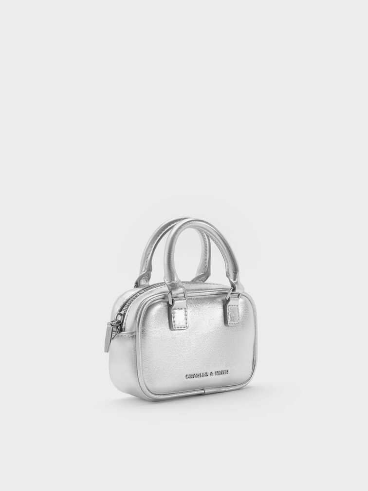Sianna Metallic Bowling-Bag Charm​, Silver, hi-res