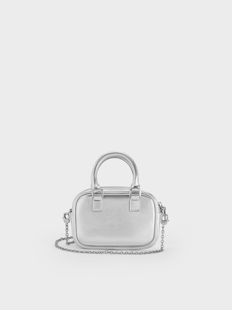 Sianna Metallic Bowling-Bag Charm​, Silver, hi-res