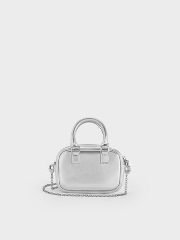 Sianna Metallic Bowling-Bag Charm​, Silver, hi-res