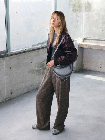 Grey Philomena Half-Moon Crossbody Bag - CHARLES & KEITH
