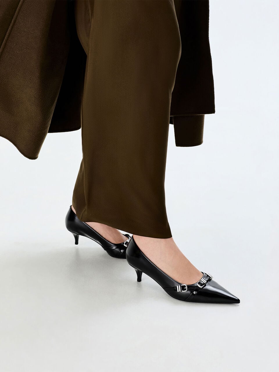 Black Box Aira Buckled-Strap Kitten Heels - CHARLES & KEITH