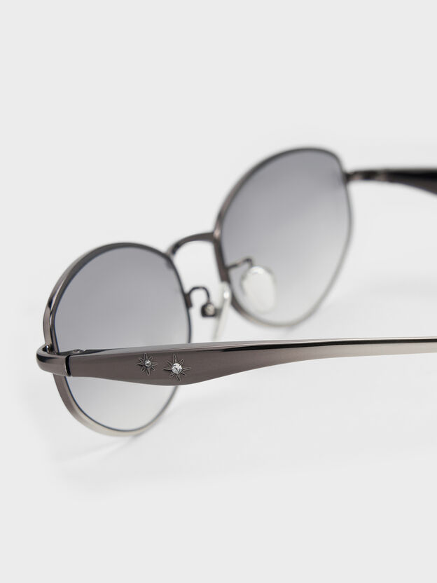 Celestia Ombre Crystal-Accent Oval Sunglasses, Grey, hi-res