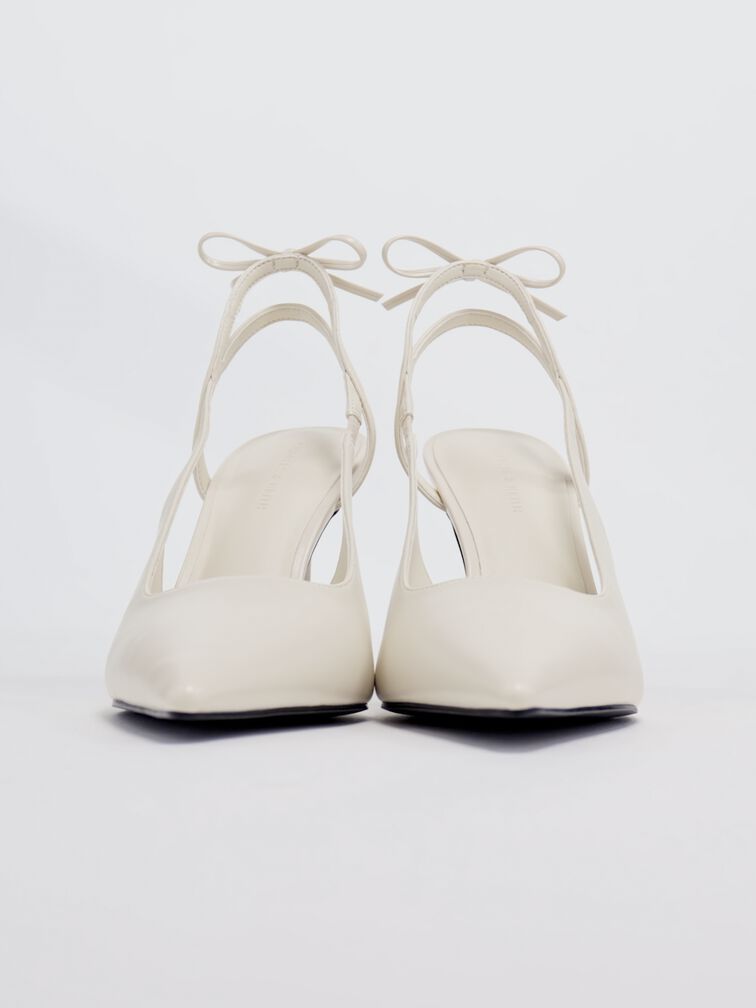 Back-Bow Slingback Pumps, Chalk, hi-res