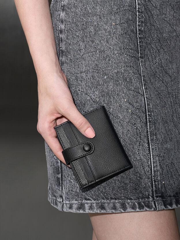 Bliss Snap Button Card Holder, Noir, hi-res