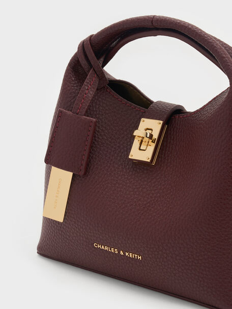 Mini Chance Turn-Lock Bucket Bag, Wineberry Red, hi-res