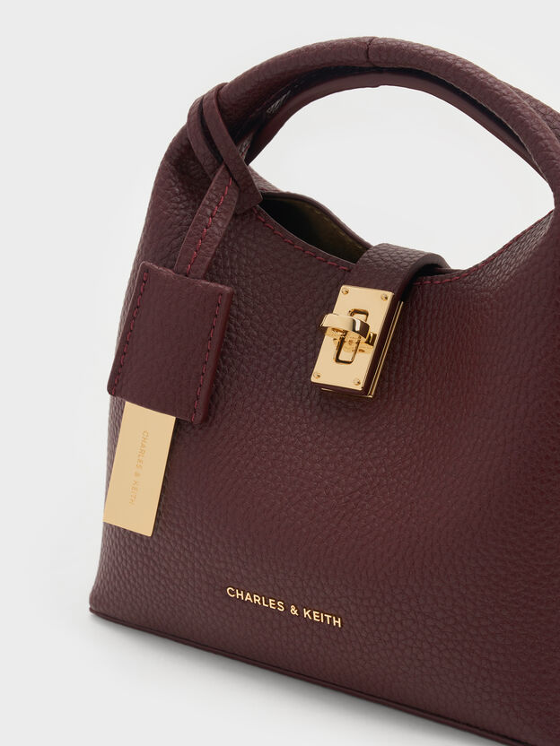 Mini Chance Turn-Lock Bucket Bag, Wineberry Red, hi-res