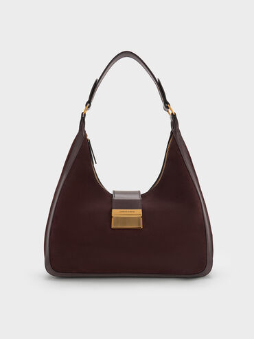 Charlot Recycled Suede Hobo Bag, Espresso Brown, hi-res