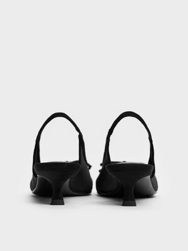 Mulligan Mesh Bow Slingback Pumps, Black Textured, hi-res