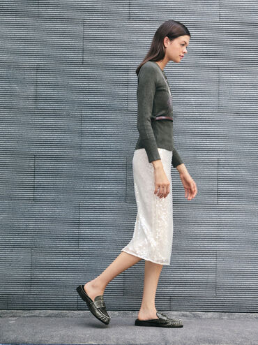 Dylan Penny Loafer Mules, Grey, hi-res