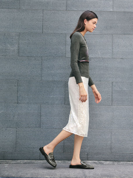 Dylan Penny Loafer Mules, Grey, hi-res