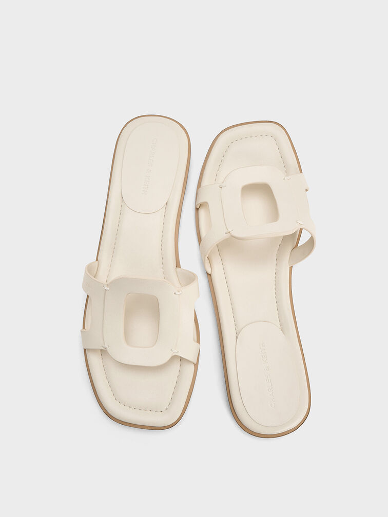 Easley Cut-Out Slide Sandals, Chalk, hi-res