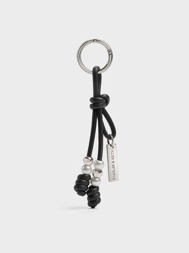 Beaded Cord Knot Charm, Noir, hi-res