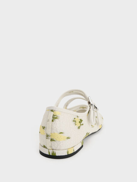 Mesh Floral Mary Jane Flats, Multi, hi-res