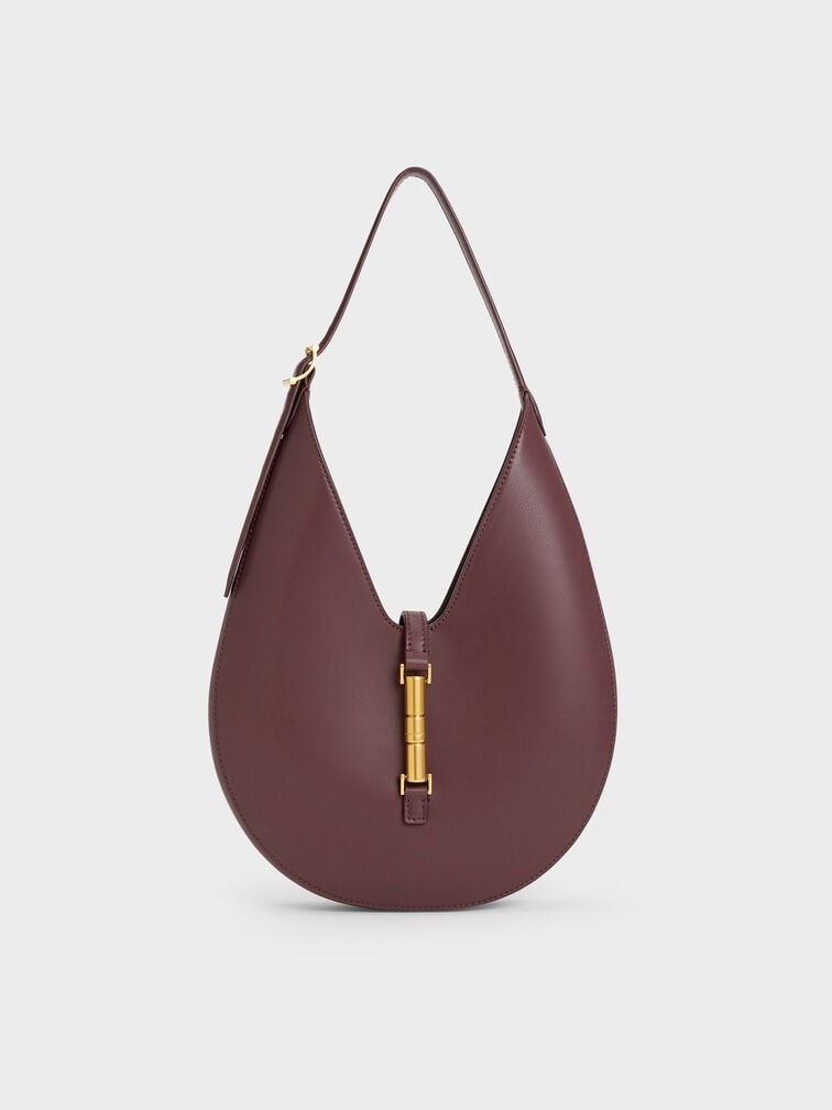 Cesia Metallic-Accent Hobo Bag, Wineberry Red, hi-res