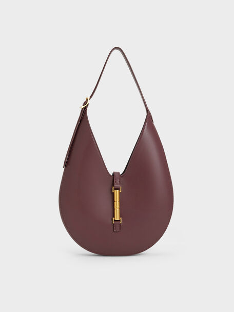 Cesia Metallic-Accent Hobo Bag, Wineberry Red, hi-res