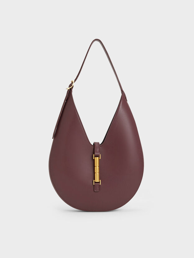 Cesia Metallic-Accent Hobo Bag, Wineberry Red, hi-res