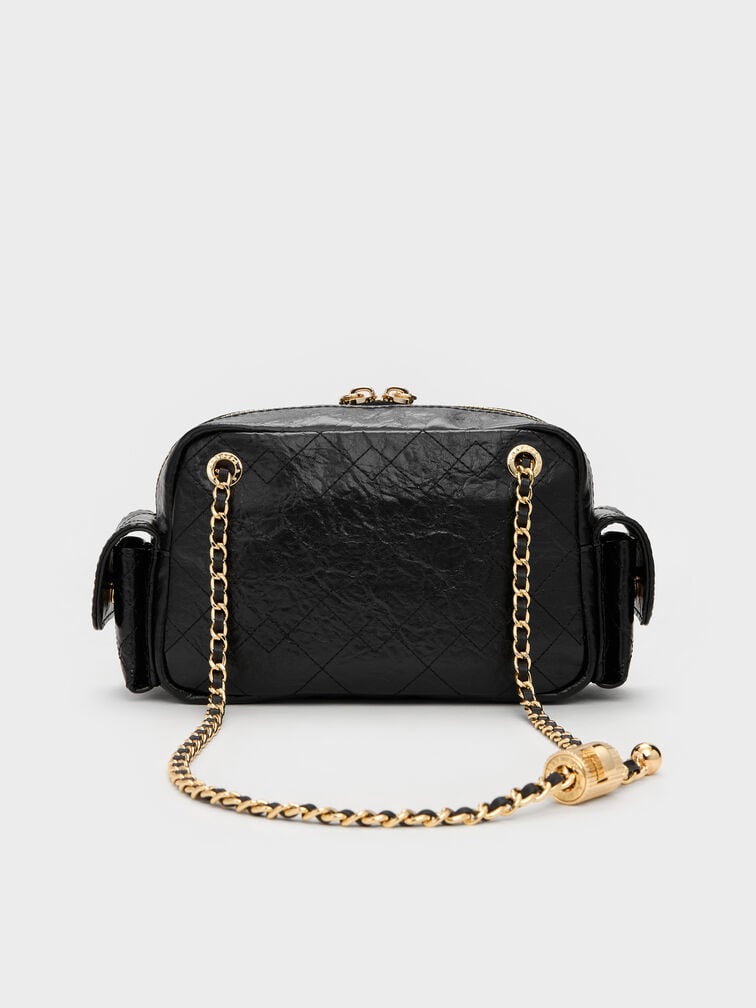 Duo Quilted Crossbody Bag, Black, hi-res