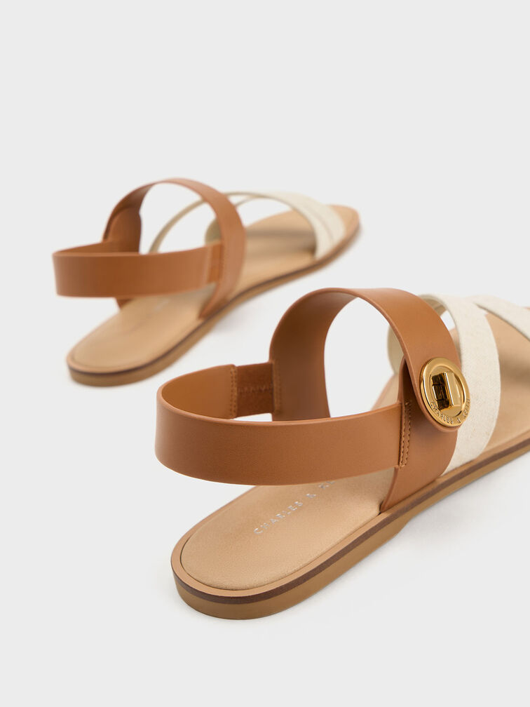 Yara Turn Lock Strappy Sandals, Caramel, hi-res