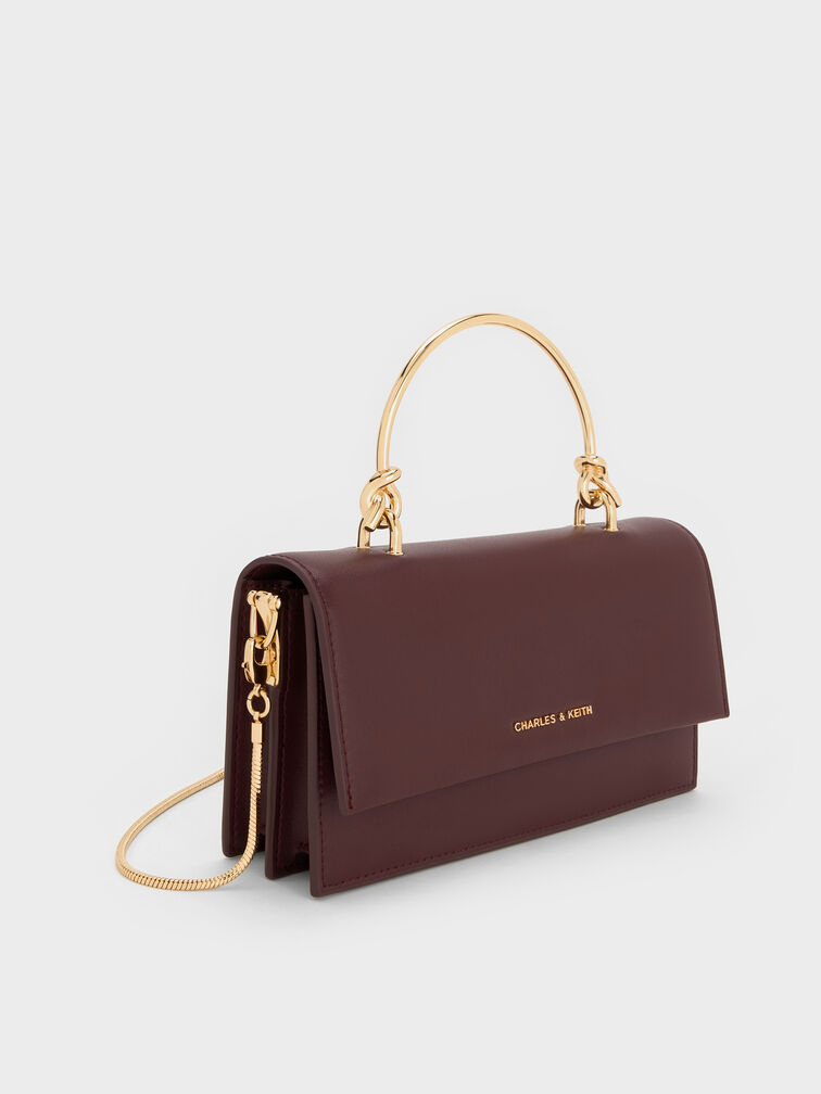 Kristine Sculptural-Handle Long Wallet, Wineberry Red, hi-res